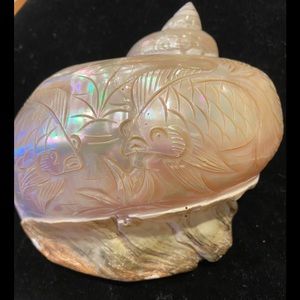 SEA SHELL large Alabaster Carved Fish on